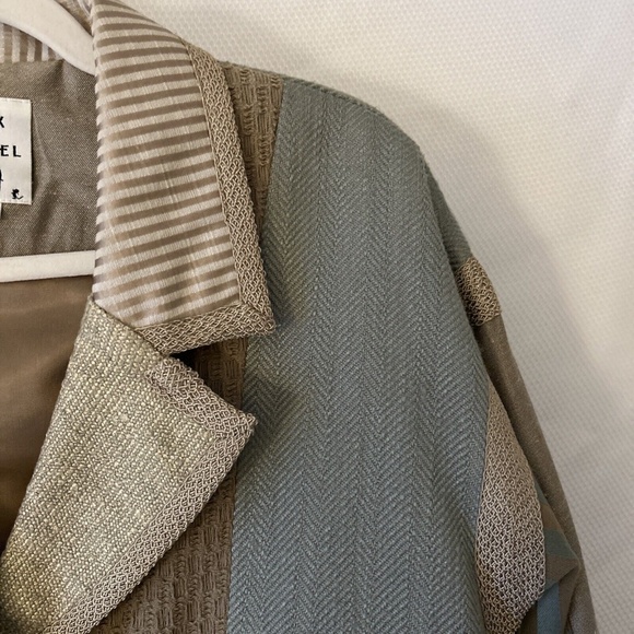 Max & Mabel Size Large Patchwork Boutique Blazer Button Front Silk Blend Top - Picture 3 of 13